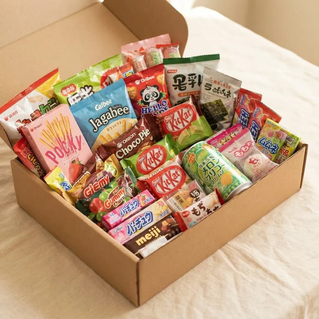 Mystery box Standard com snacks do Japão